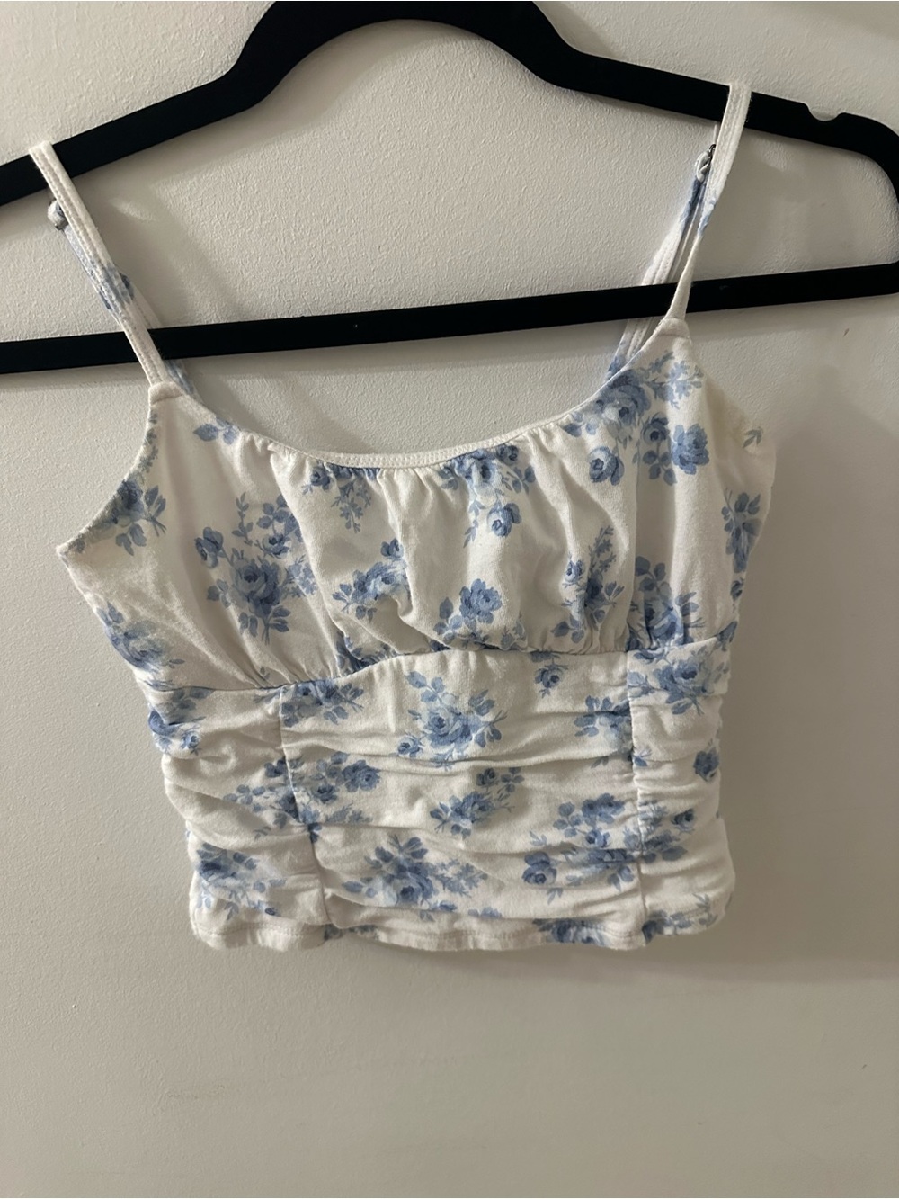 Hollister White Cami Top with Light Blue Floral Print